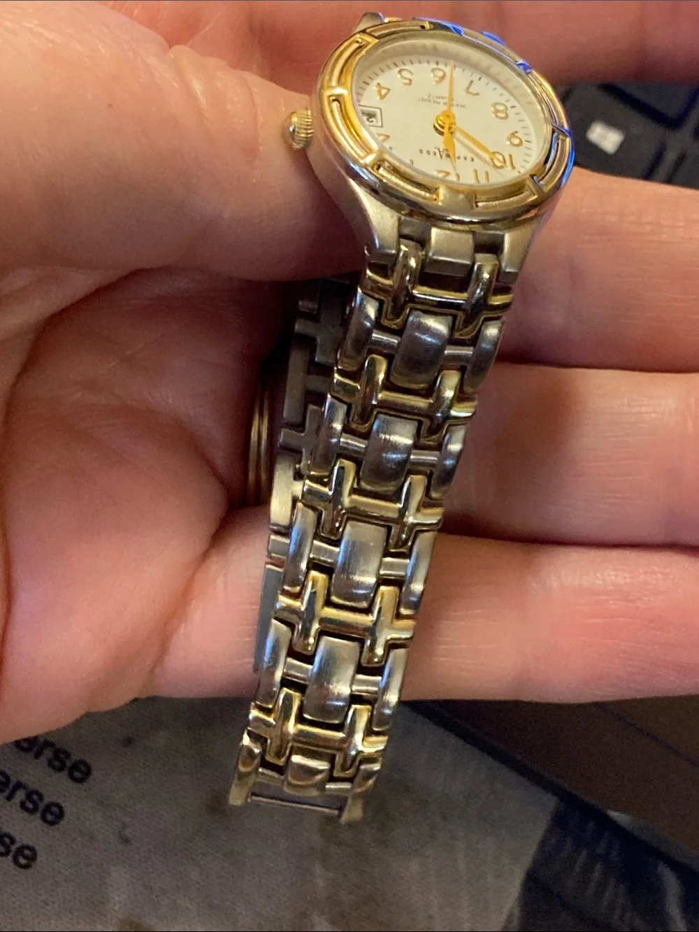 Two-Tone Gold & Silver Women's Quartz Watch with Date Runs Perfectly